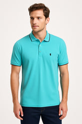 Men’s aqua green ribbed Oversized Polo Tee